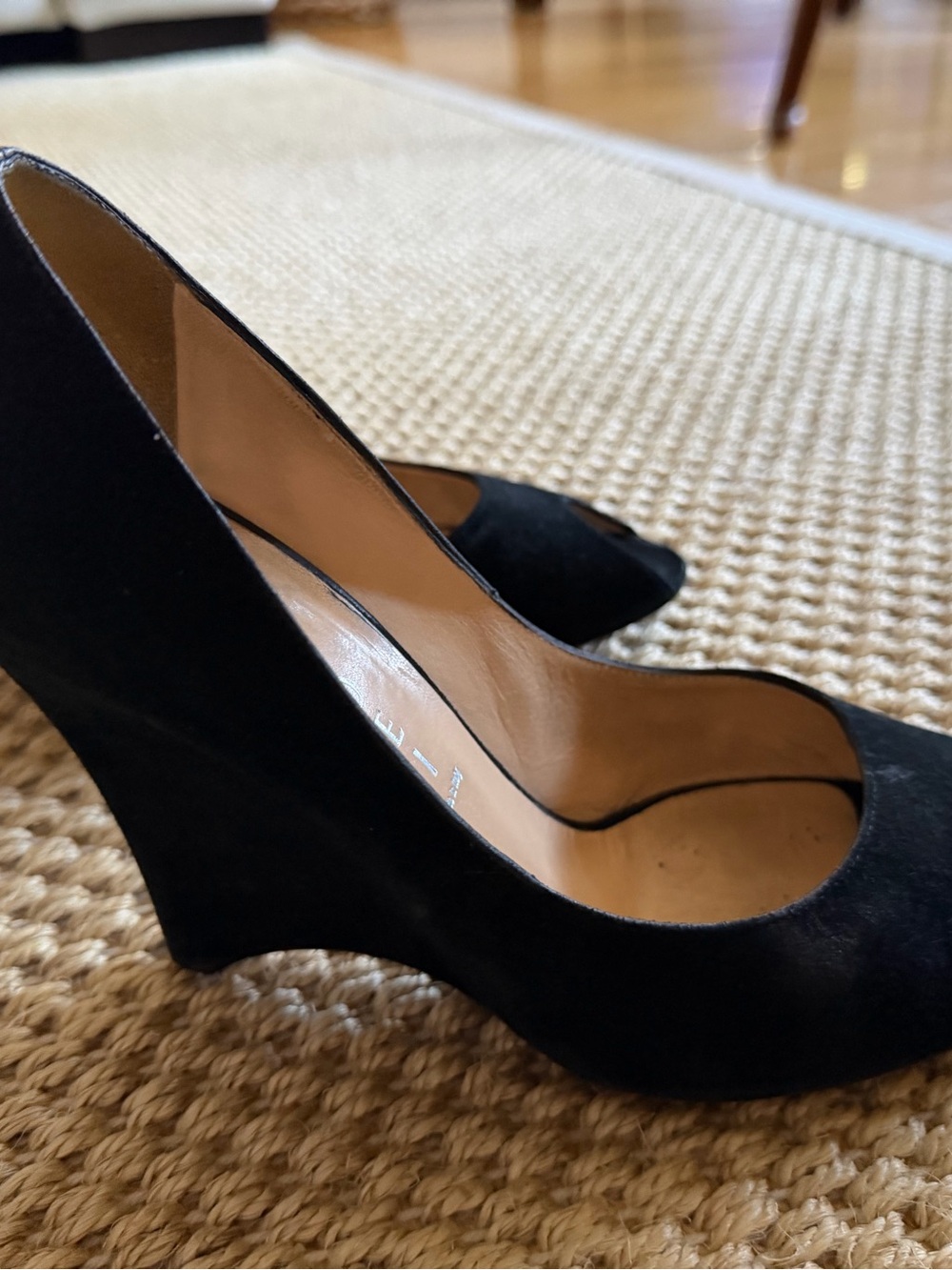 Casadei. Made in Italy Classic Black Suede Wedge Pumps - Women